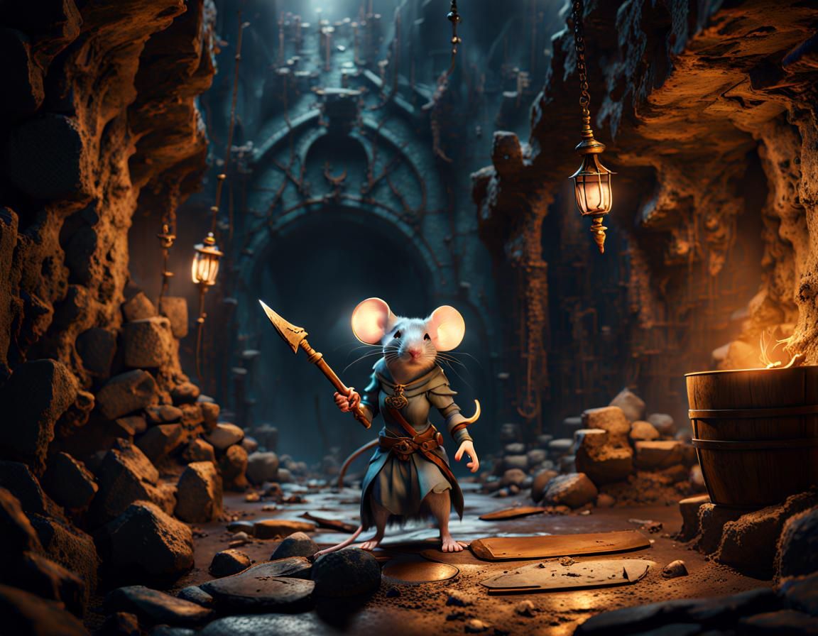 The daring and intrepid female mouse adventurer, explores the mines of Muddle.
