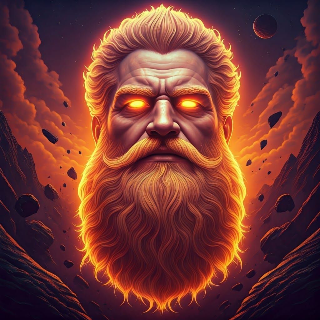 Majestic Glowing Beard Radiating Divine Energy