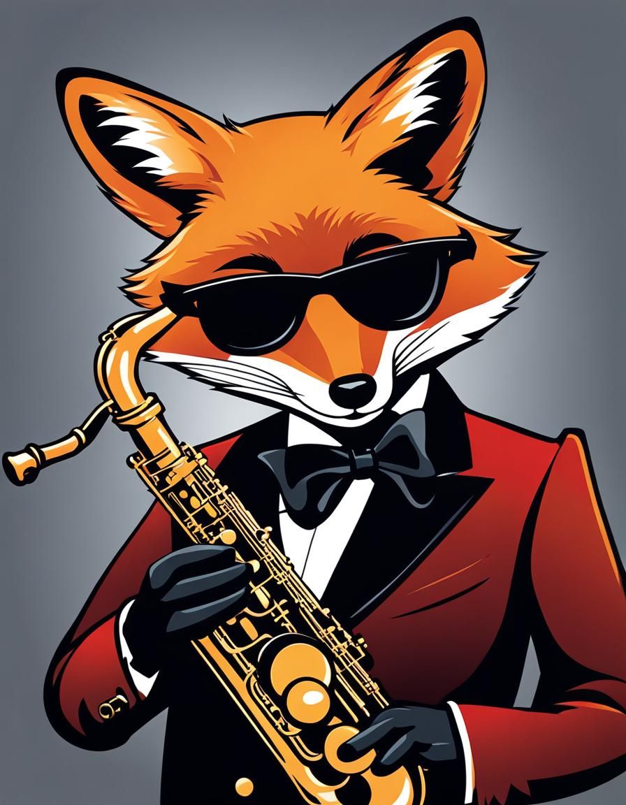 Anthropomorphic Fox Playing Saxophone in Jazz Style