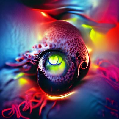 Colorful Tentacled Eyeball Concept Art in Giger Style