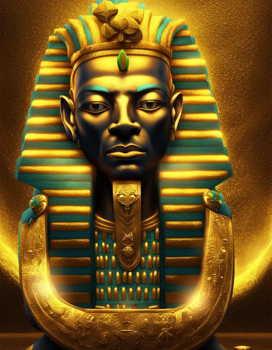 Golden Pharaoh Surrounded by Fortune and Good Luck