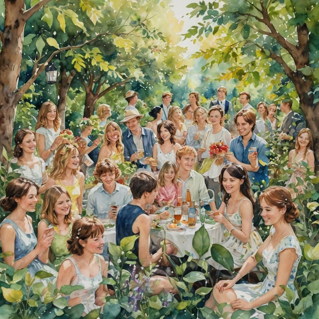 Whimsical Watercolor Garden Party with Friends