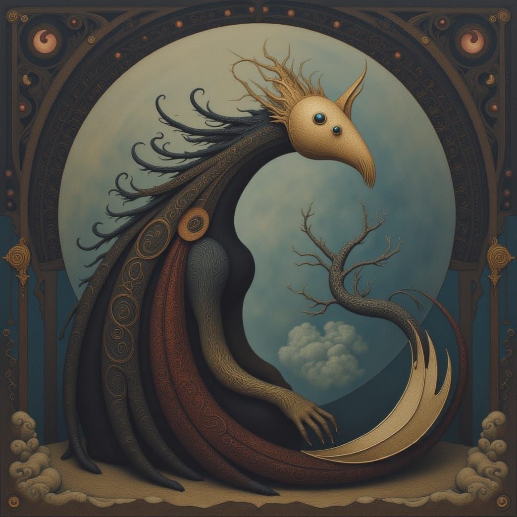 Alien Landscape with Cat-like Creatures