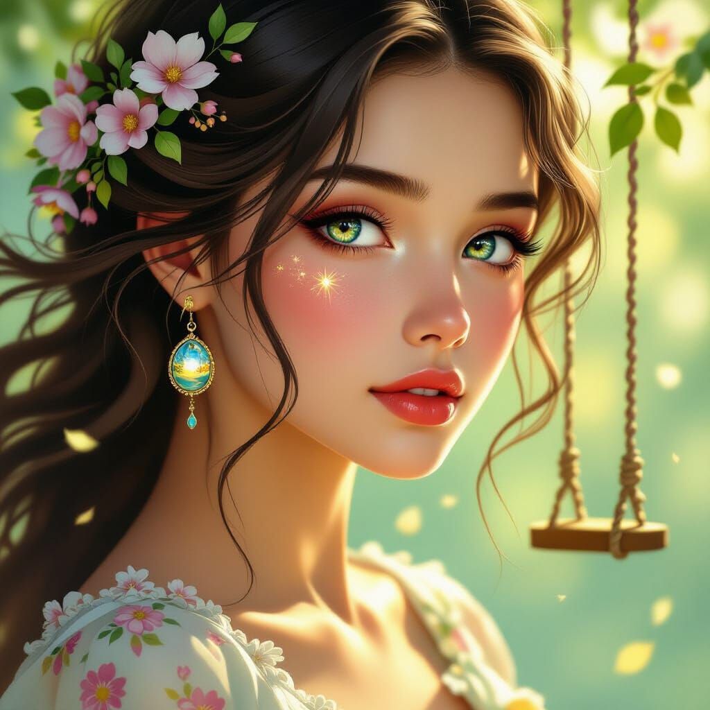 Her beauty made her earring sparkled like a tiny world