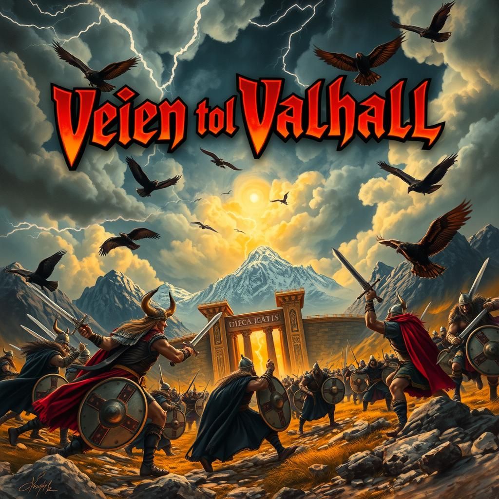 Vikings Charge to Valhalla in Dark Fantasy Art