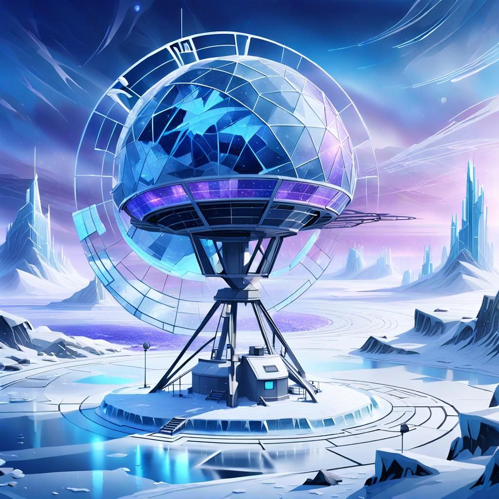 Futuristic Ice Radar Station in Low Poly Style