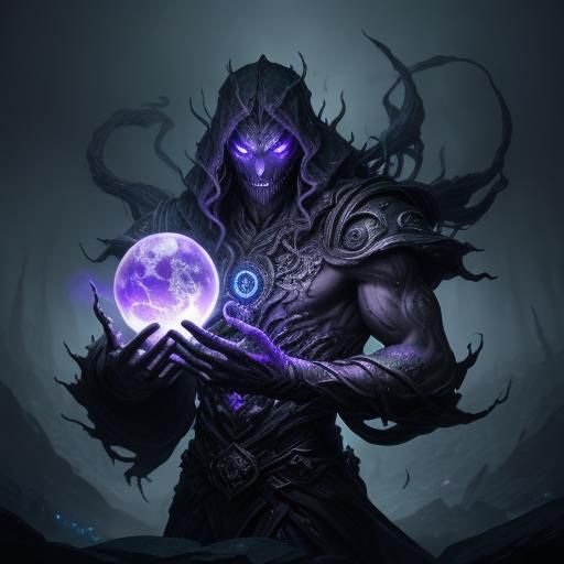 Void Golem with Ethereal Runes in Dark Fantasy Art