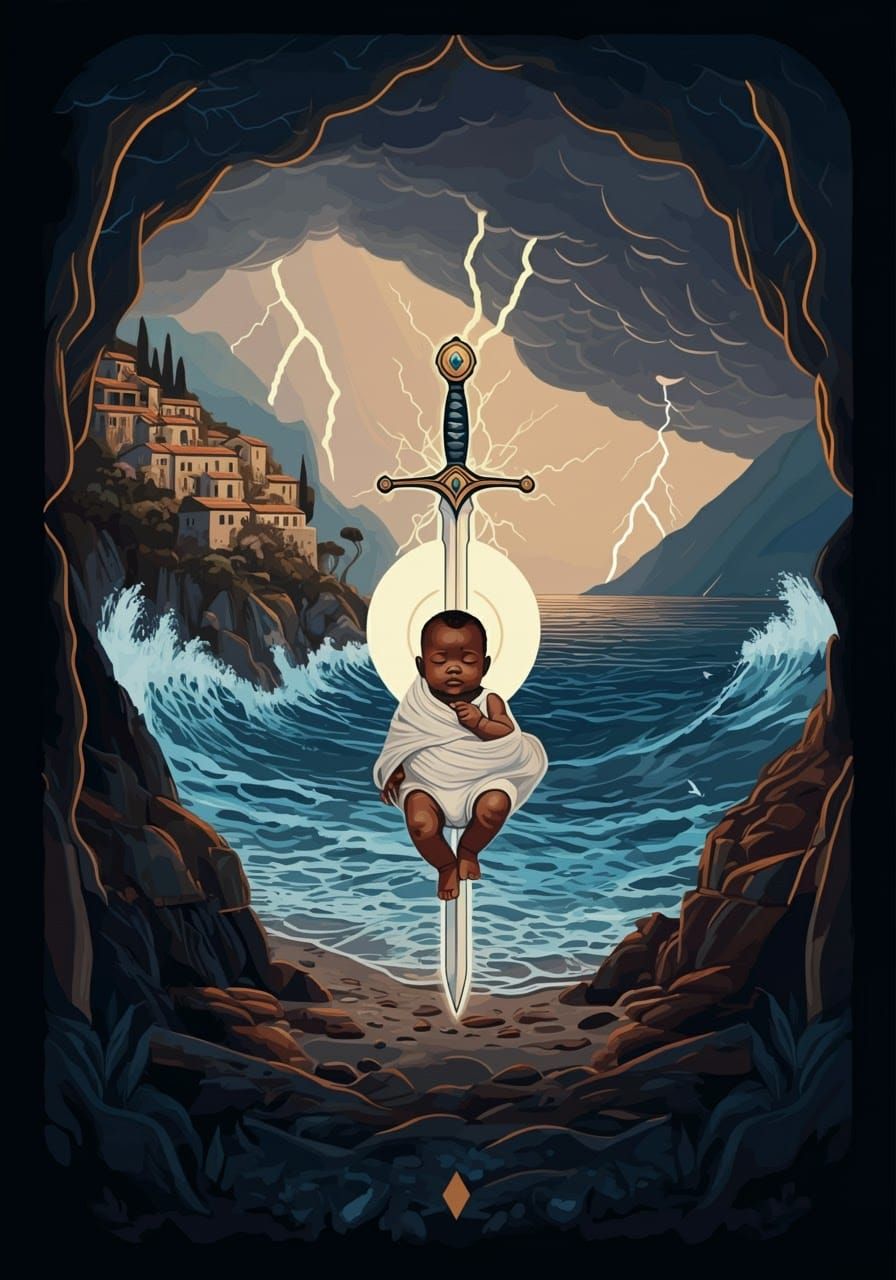 Ace of Storms: Mystical Tarot Card Illustration