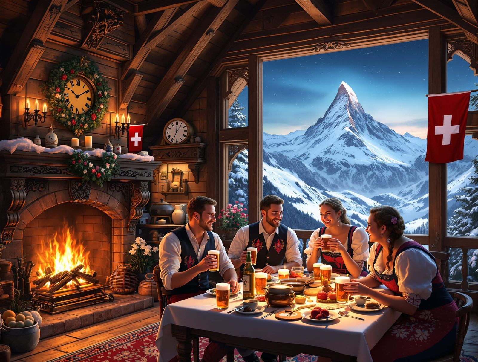 Cozy Alpine Gasthaus Under Starry Sky