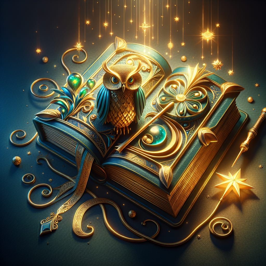 Enchanting Book with Owl Digital Art