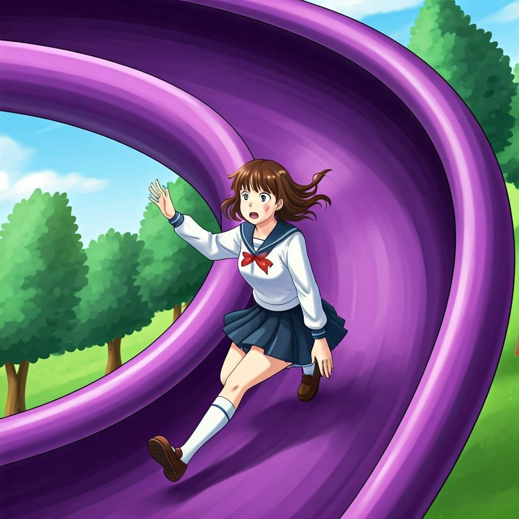 Shizuku Tsukishima on a Crazy Slide, Ghibli Style