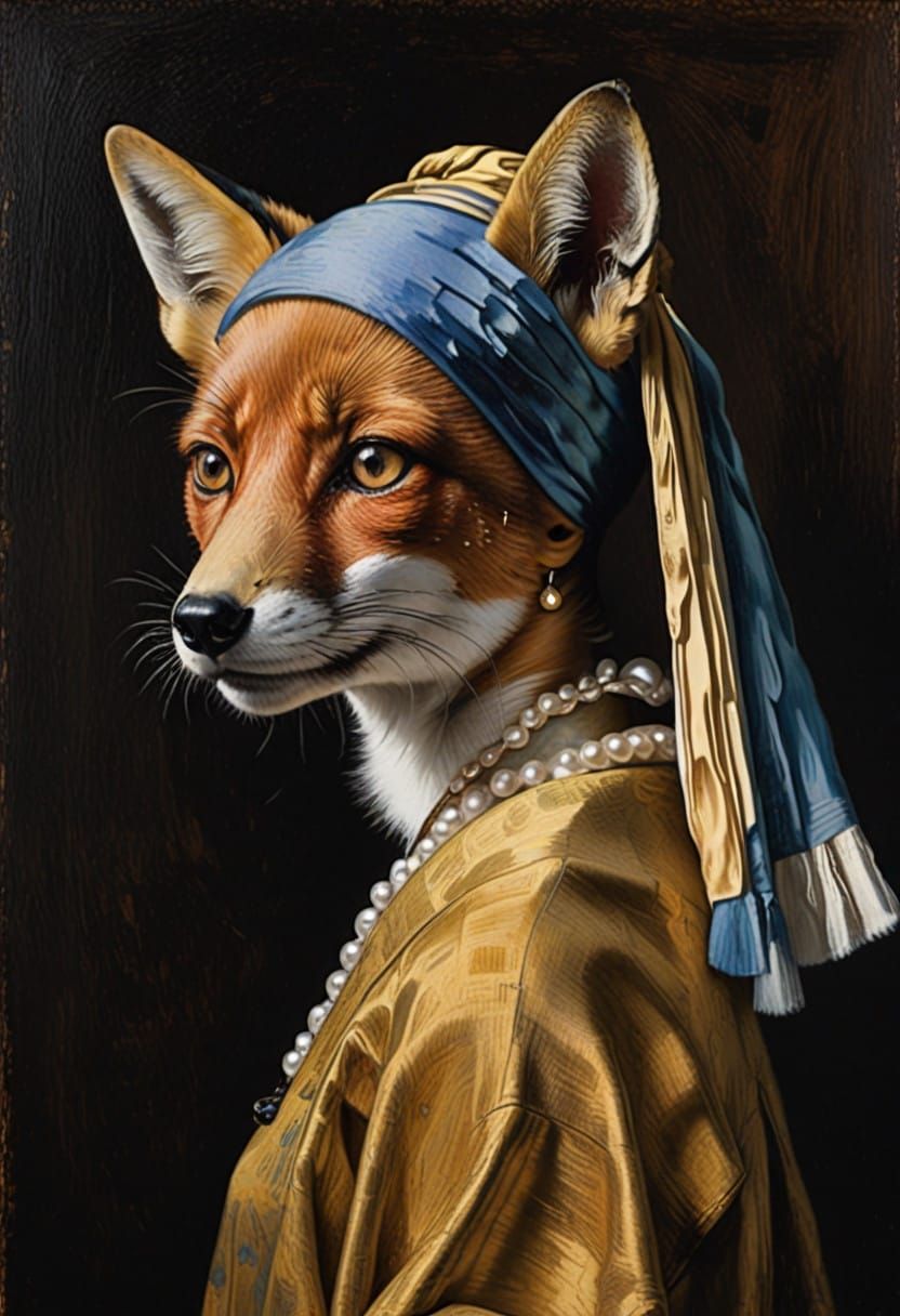 Girl in a Pearl Earring with Fox-Inspired Details