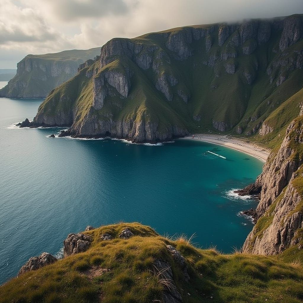 Coastal Cliffs and Serene Inlet Landscape