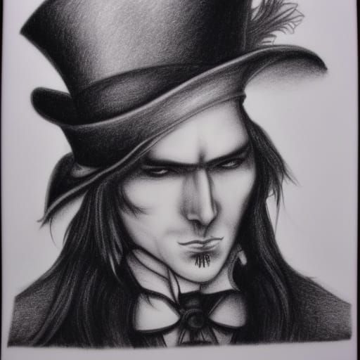 Elegant Steampunk Vampire Portrait in Black and White