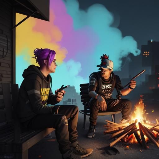 Fortnite Characters Flirting in Graffiti Art Style