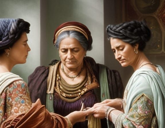 Maiden, Mother, Crone: Detailed Narrative Illustration