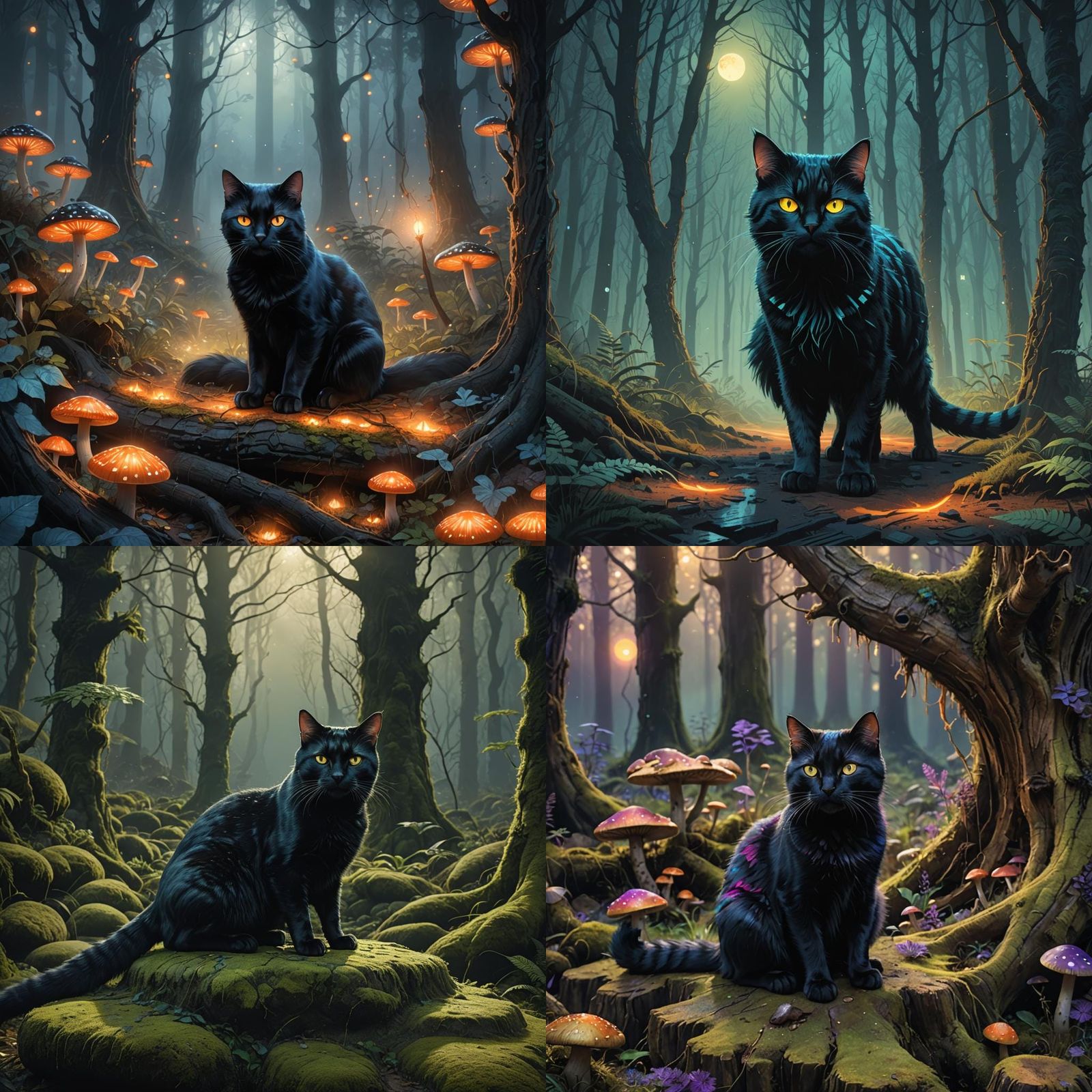Striped Black Cat: Detailed Matte Painting