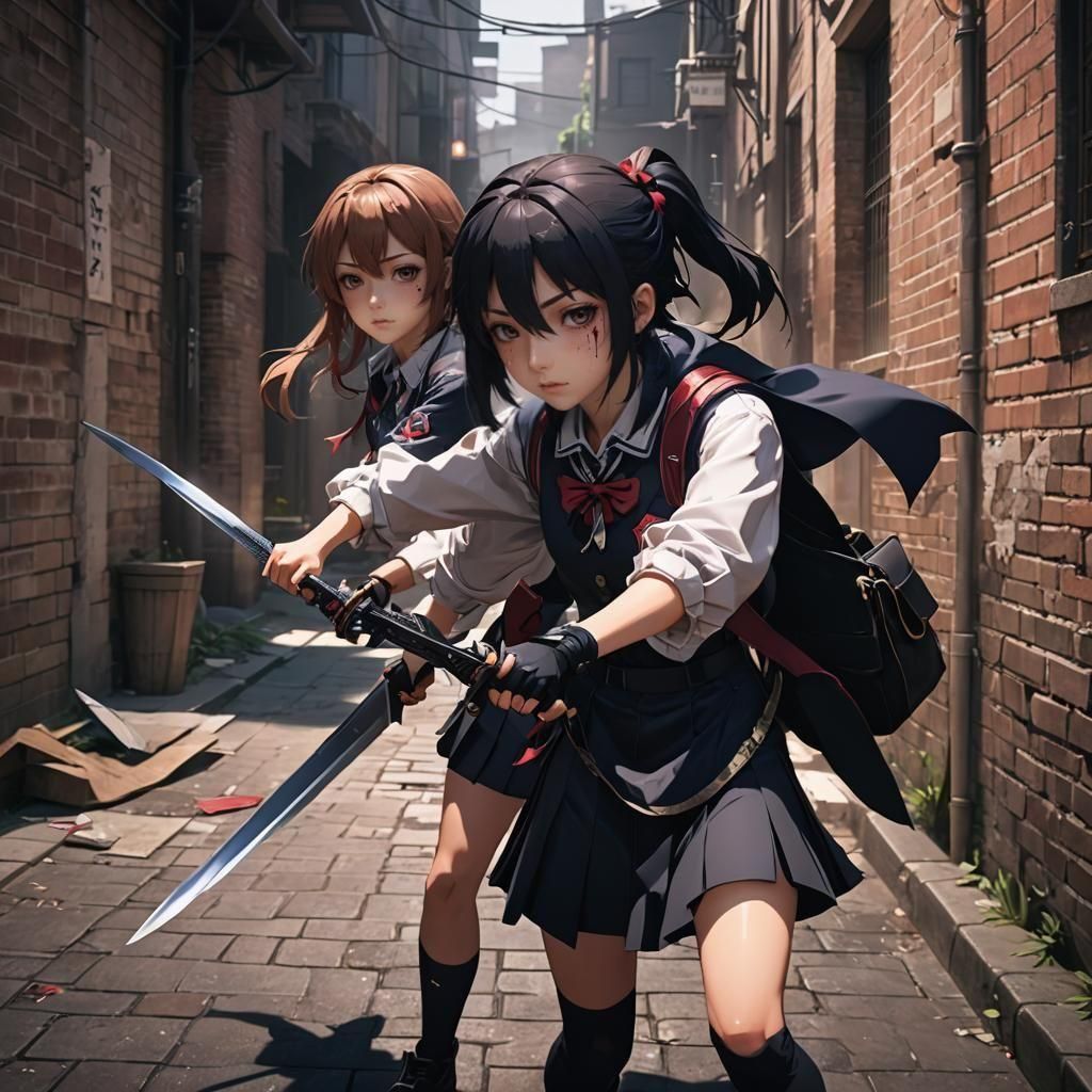 Anime Girl Impales Boy: Detailed 3D Anime Art