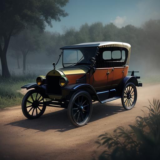 Detailed Matte Painting of a Model T Car