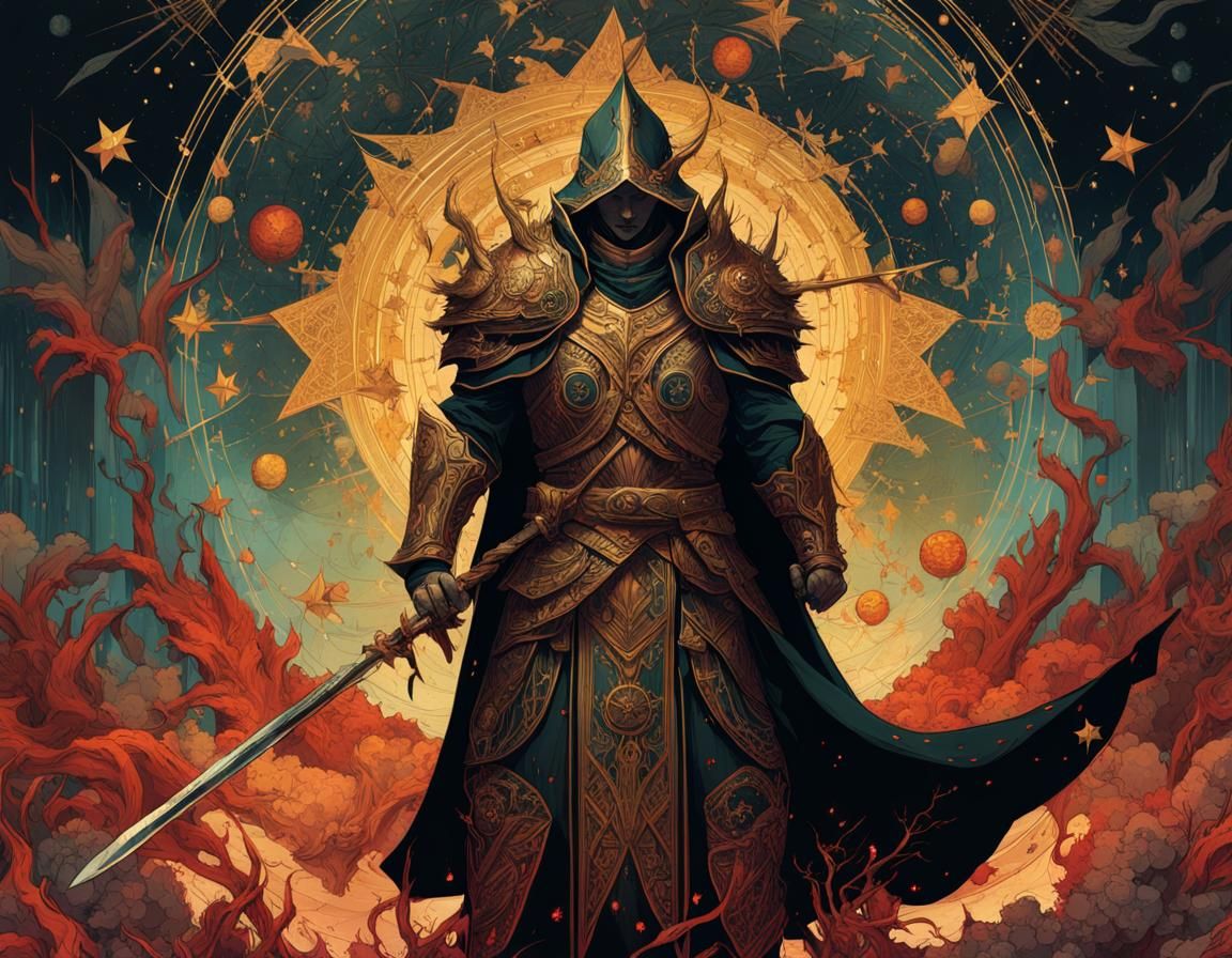 Star Wizard and Berserk Warrior in Digital Art Style