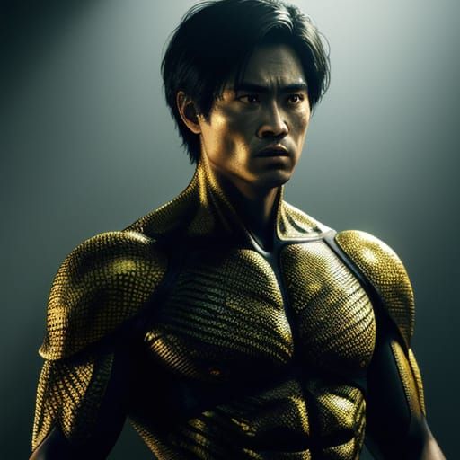 Cinematic Portrait of Ruru Madrid with Scaly Prosthetic Skin