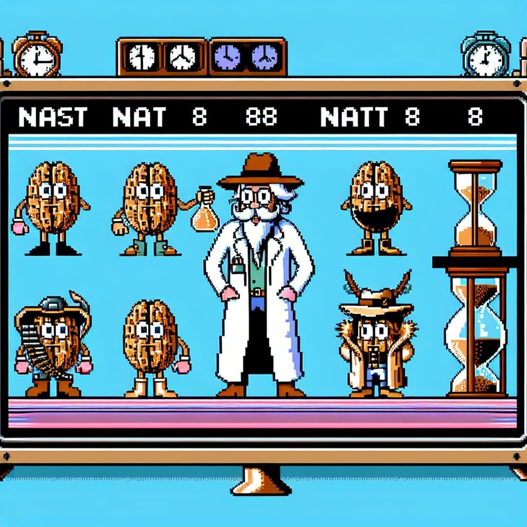 Retro 8-Bit Game: Time-Traveling Walnuts