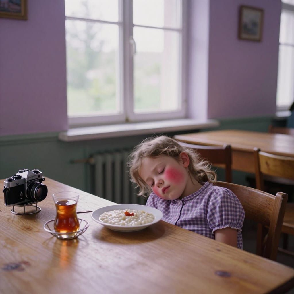 Nostalgic Portrait of a Sick Child in Vintage Style