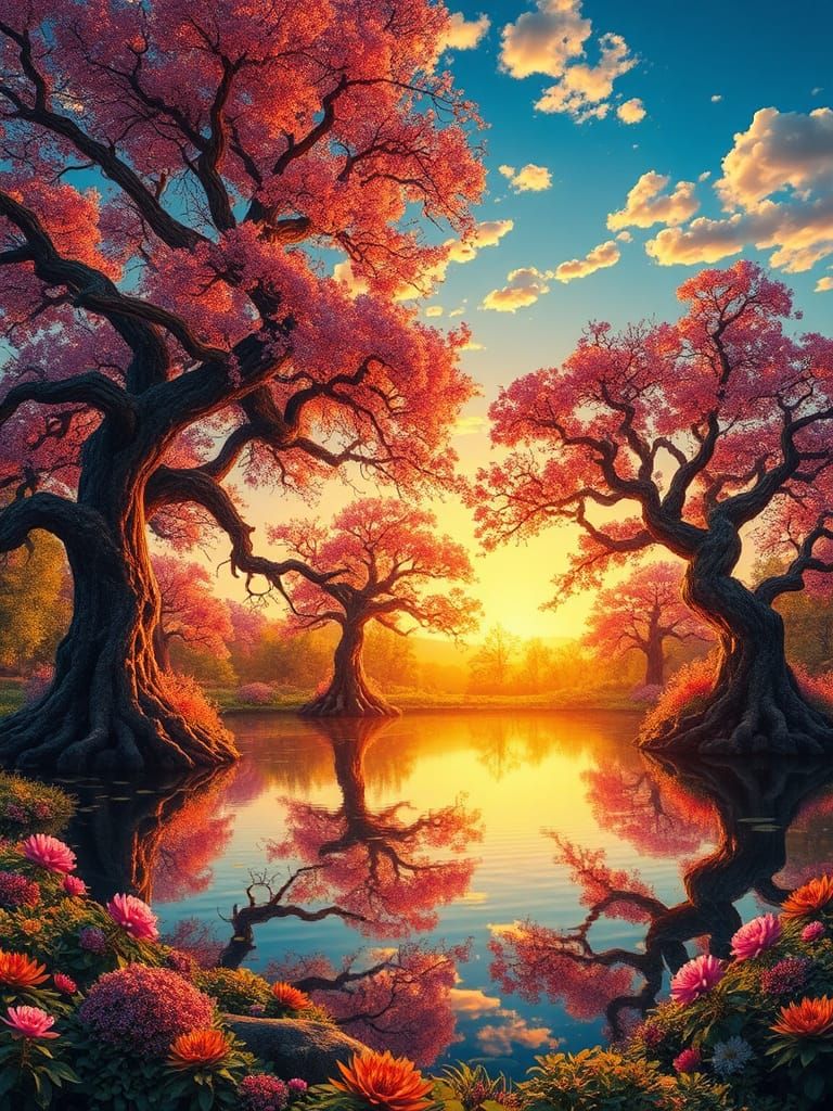 Dreamlike Realm in Golden Light