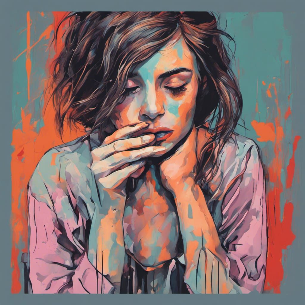 Hopeful Girl Wipes Makeup: Abstract Art