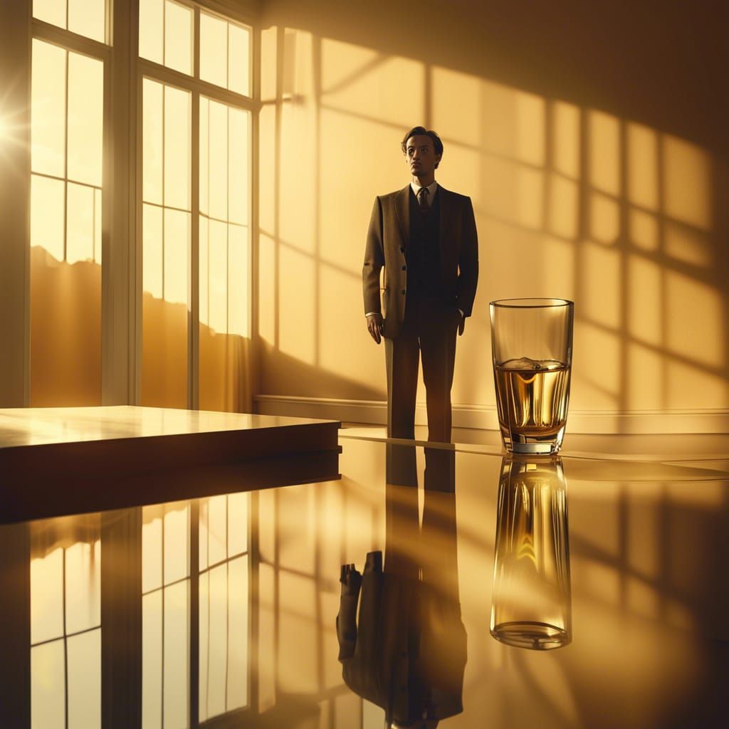 Surreal Reflection: Half Empty, Half Full Glass