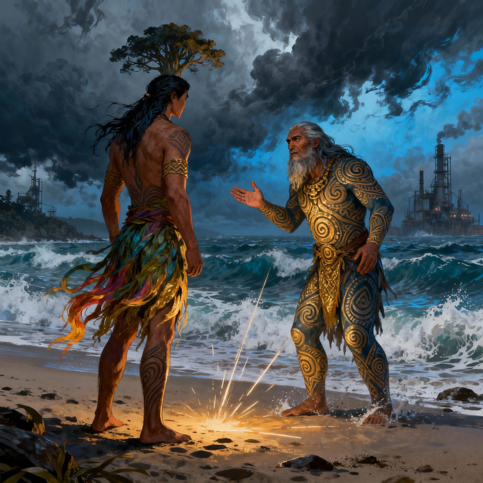 Tane Mahuta Confronts Tangaroa at Maketu Beach