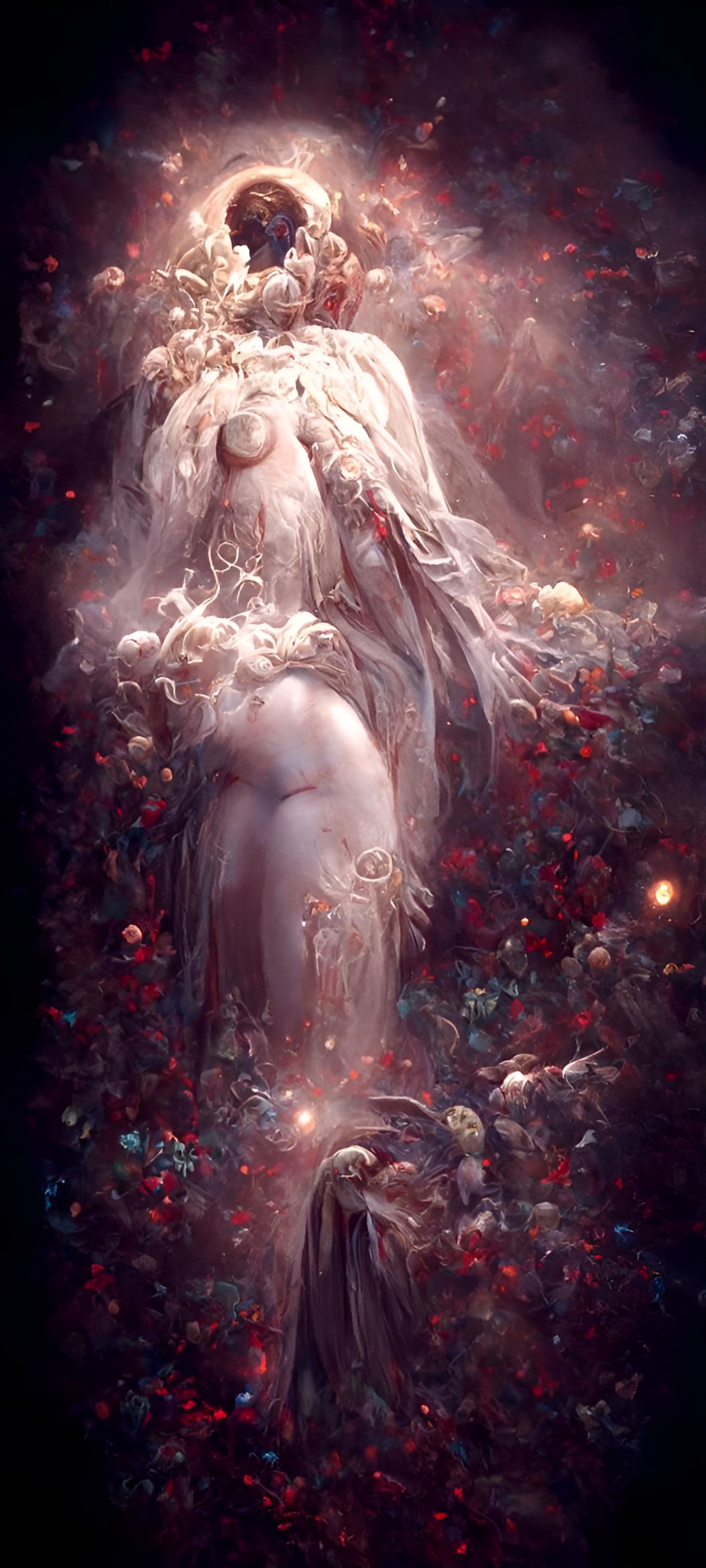 Angelic Deity in Starry Night, Hyperrealistic Digital Art