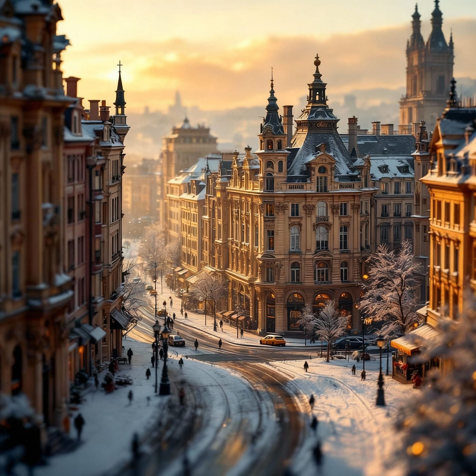 Belle Époque Lyon in Winter: Miniature Photography