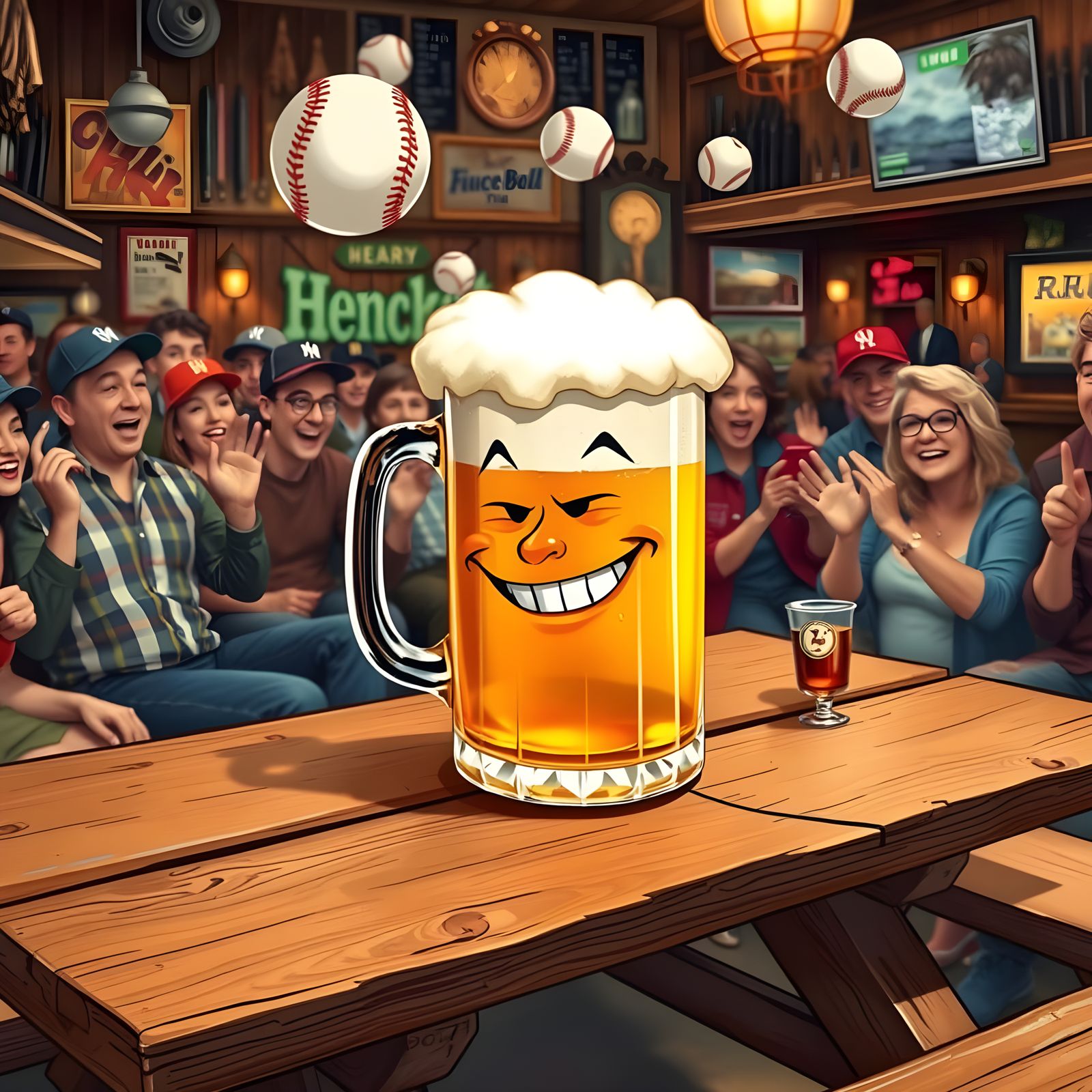 A Beer Pitcher Throws Baseballs at Patrons in a Bar