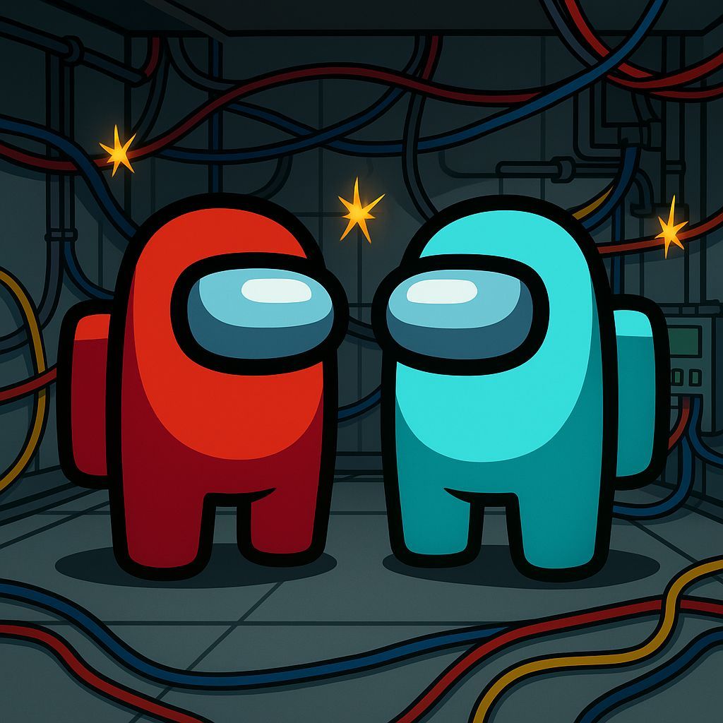 Red Impostor Among Us in Electrical Room