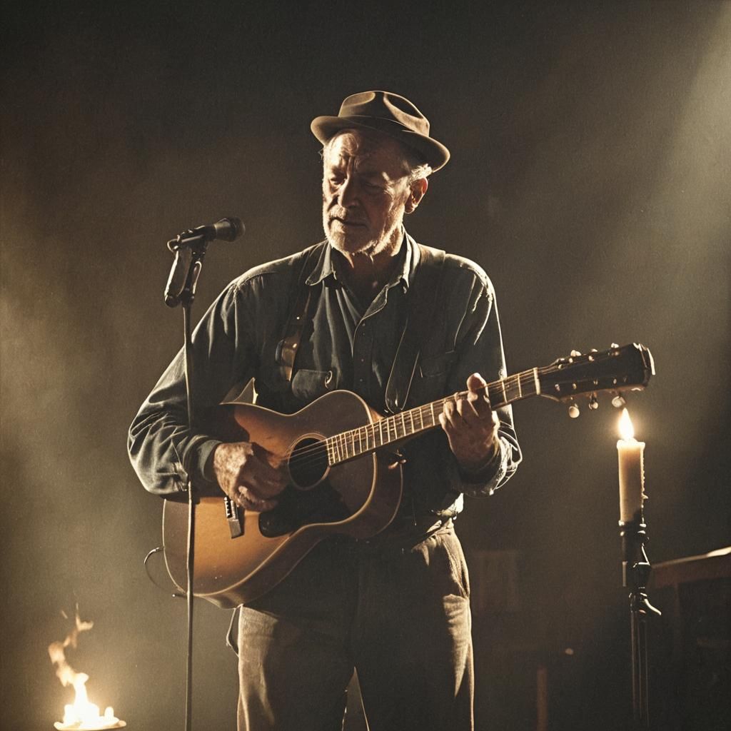 Soulful Bluesman on Stage in Vintage Photo Style
