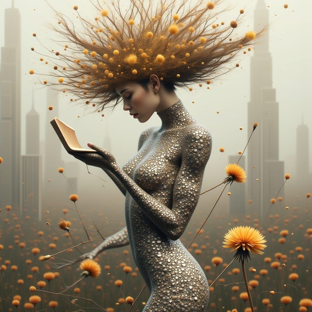 Surreal Futuristic Woman with Mosaic Body