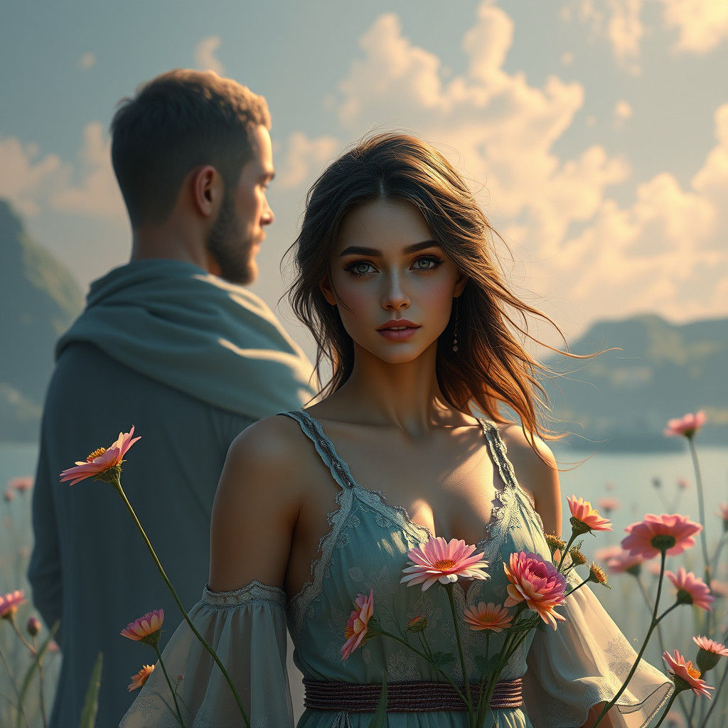 Beautiful Persian Woman Choosing Between Two Men