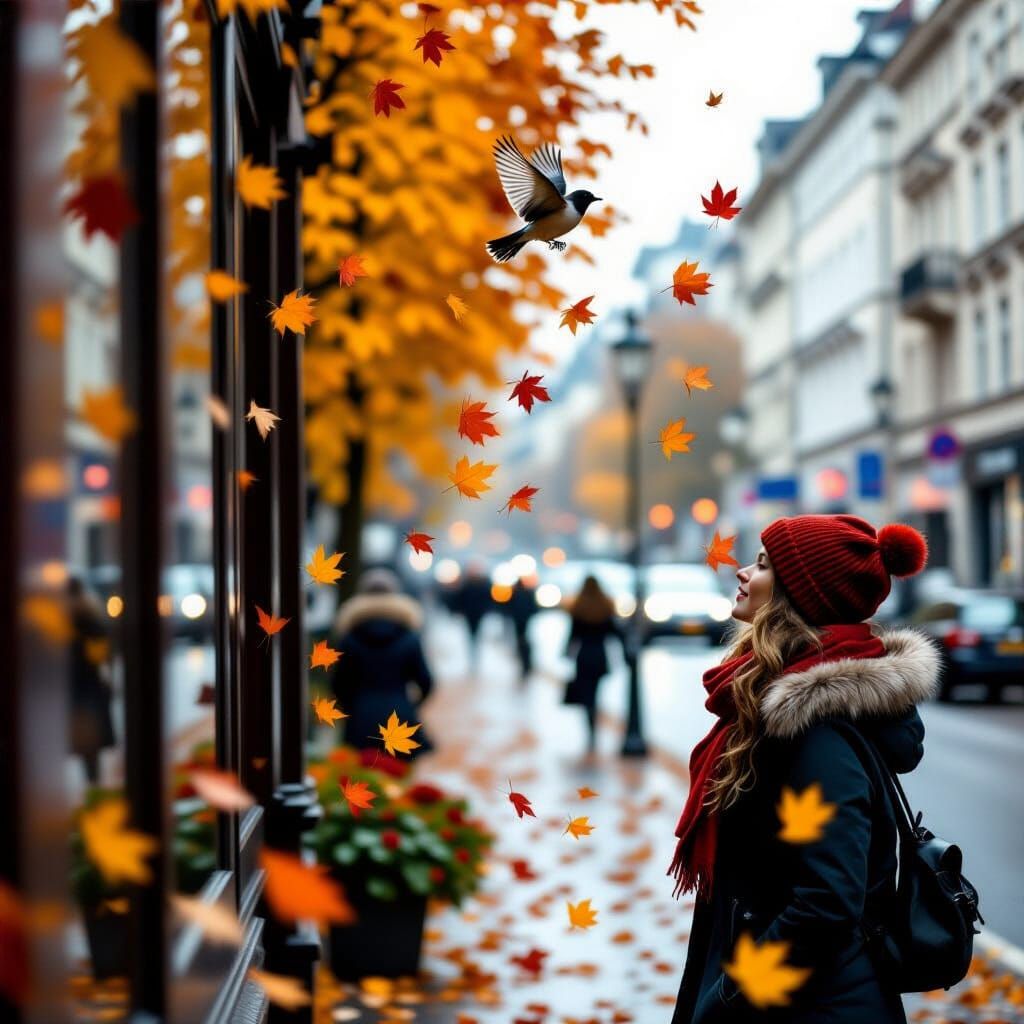 Autumn's Arrival: Wind, Rain, and Flying Leaves