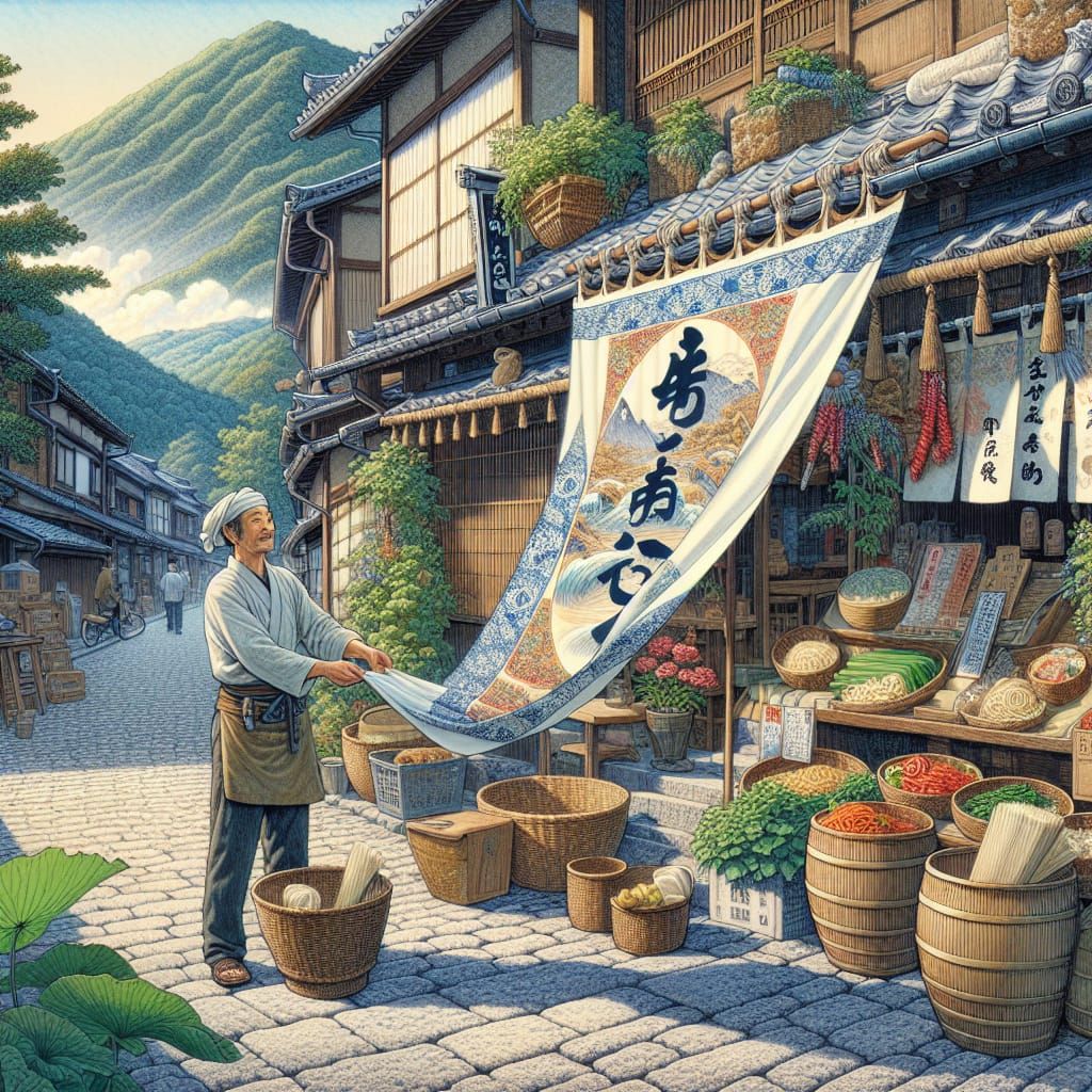 Japanese Noodle Shop Opening, Art Nouveau Style