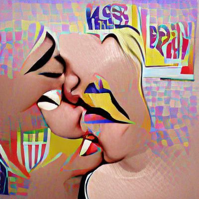 Pop Art Lesbian Kiss Graphic Illustration