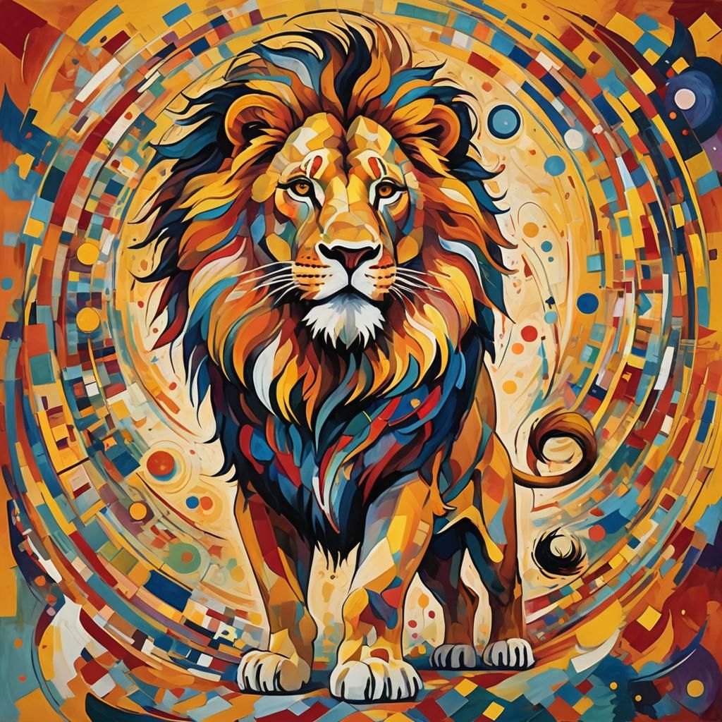 Lion in Abstract Expressionist Style