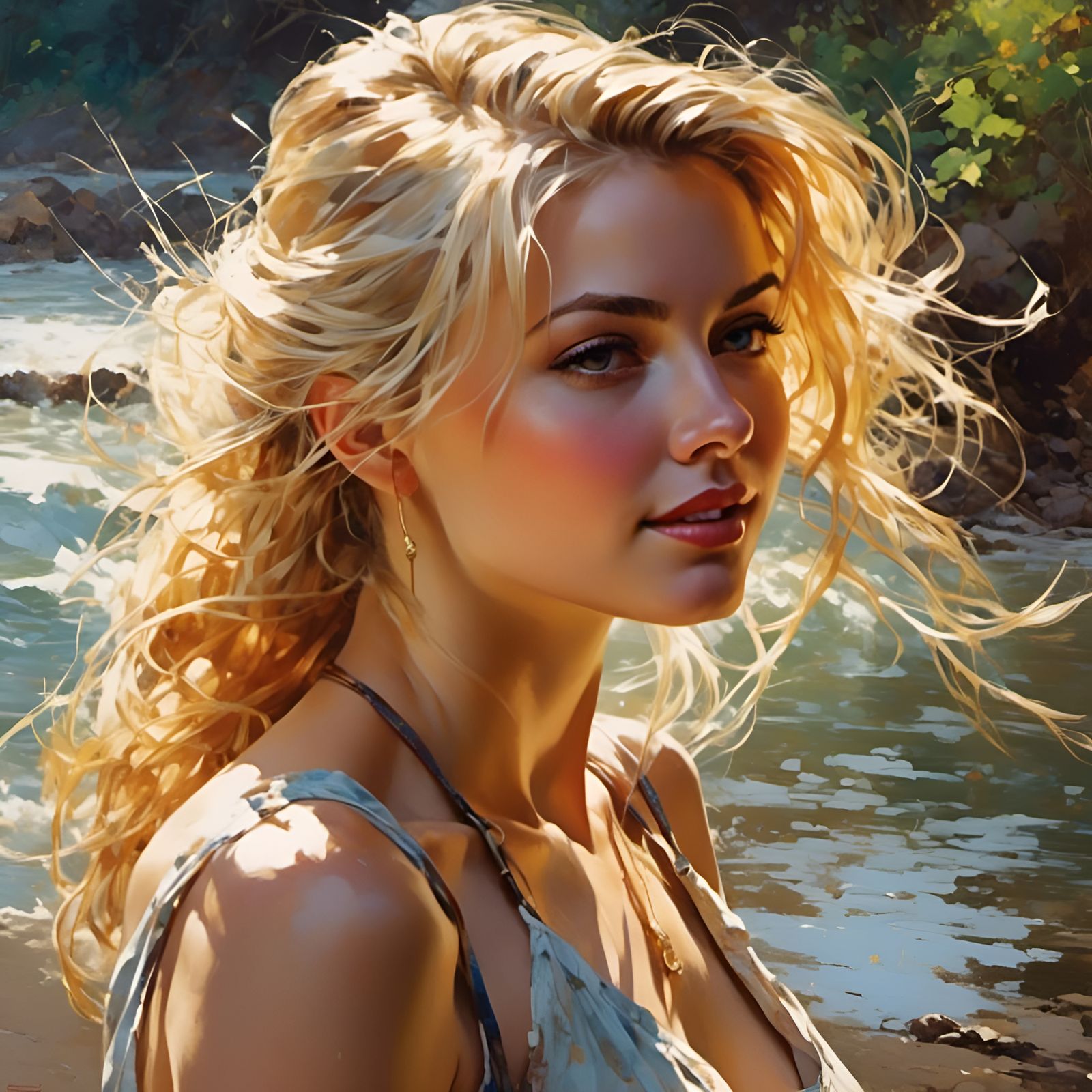 Hyperrealistic Blonde Portrait with Graffiti Art Style