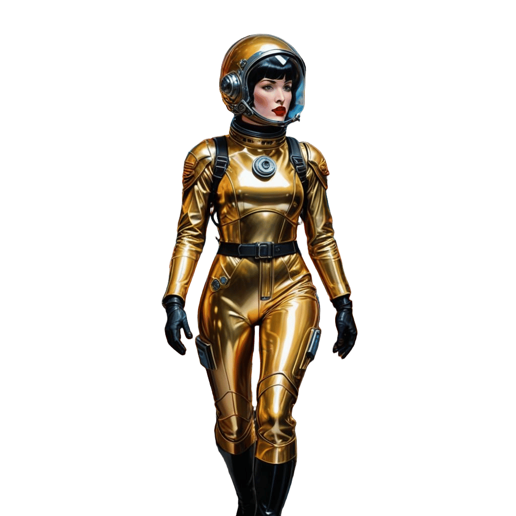 Retro-Futuristic Space Diver in Shimmering Spacesuit