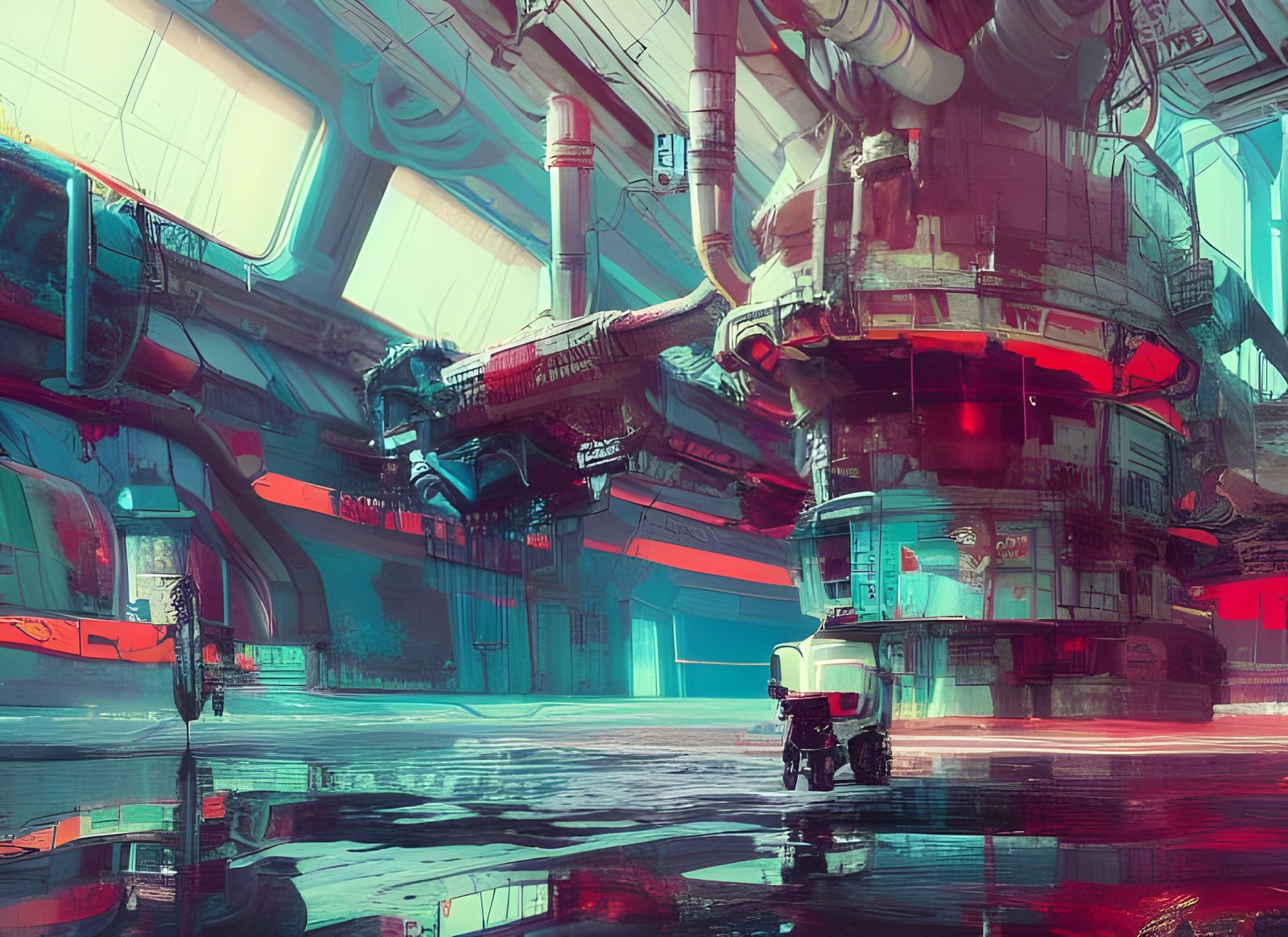 Atompunk Pilot in Retro-Futuristic Space Station