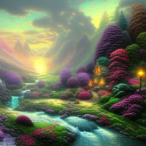 Ethereal Fantasy Landscape in Luminist Style