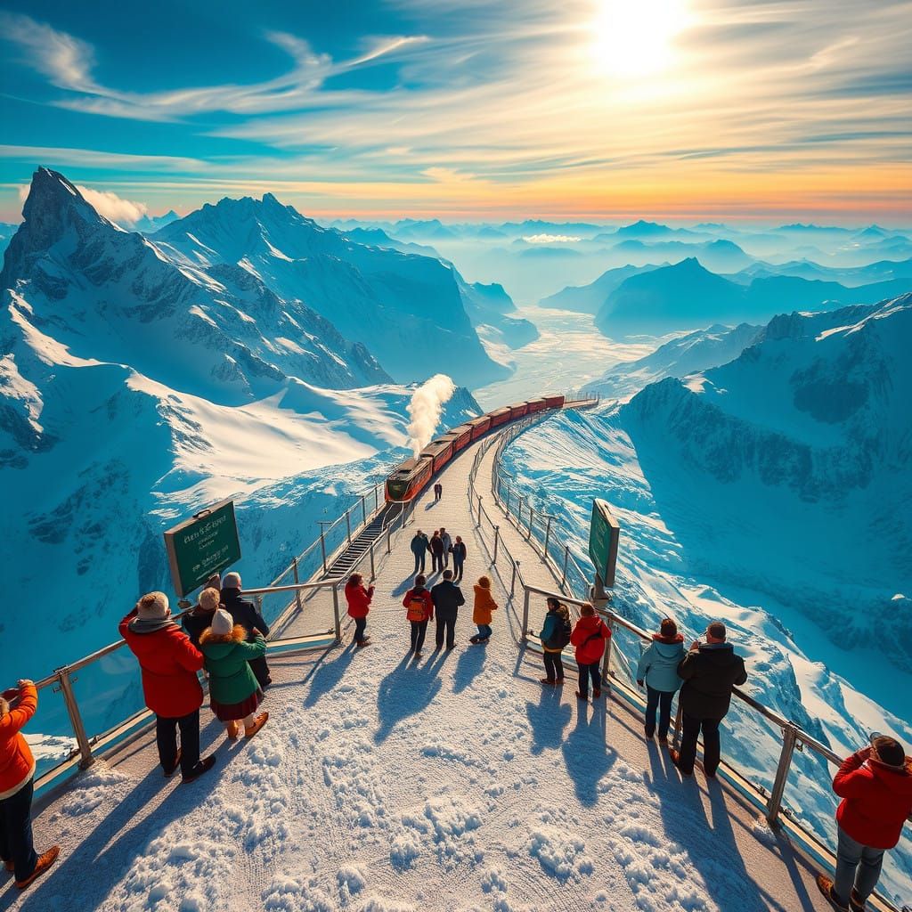 Majestic Jungfraujoch Observatory Deck in the Swiss Alps