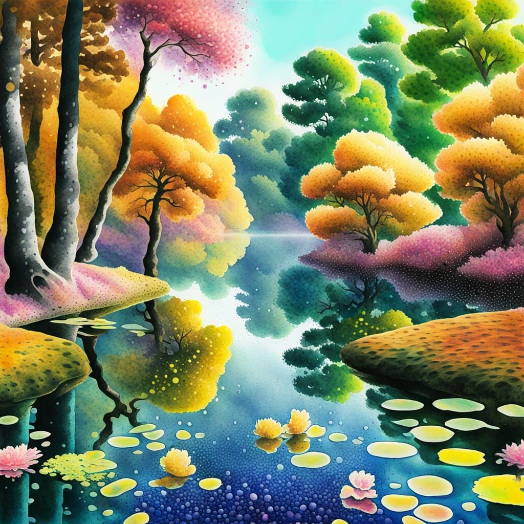 Neon Glitch: Watercolor Pointillism Airbrush Art