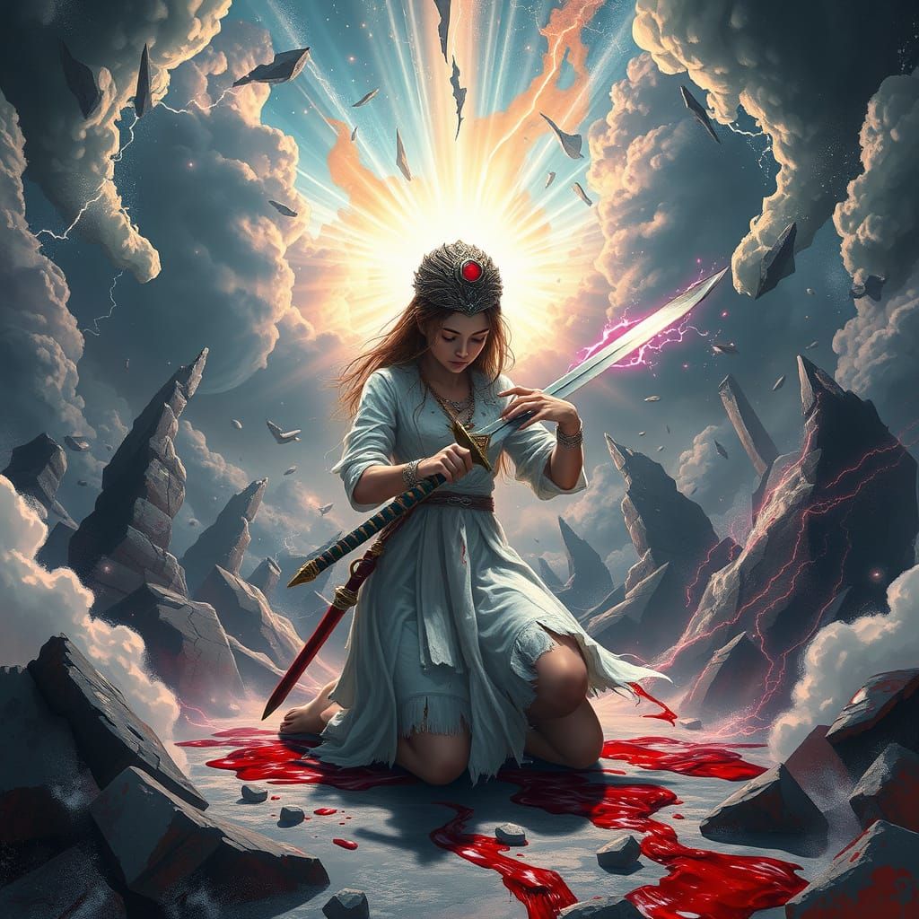 Swordswoman's Desperate Last Stand in a Shattered Heavenly R...