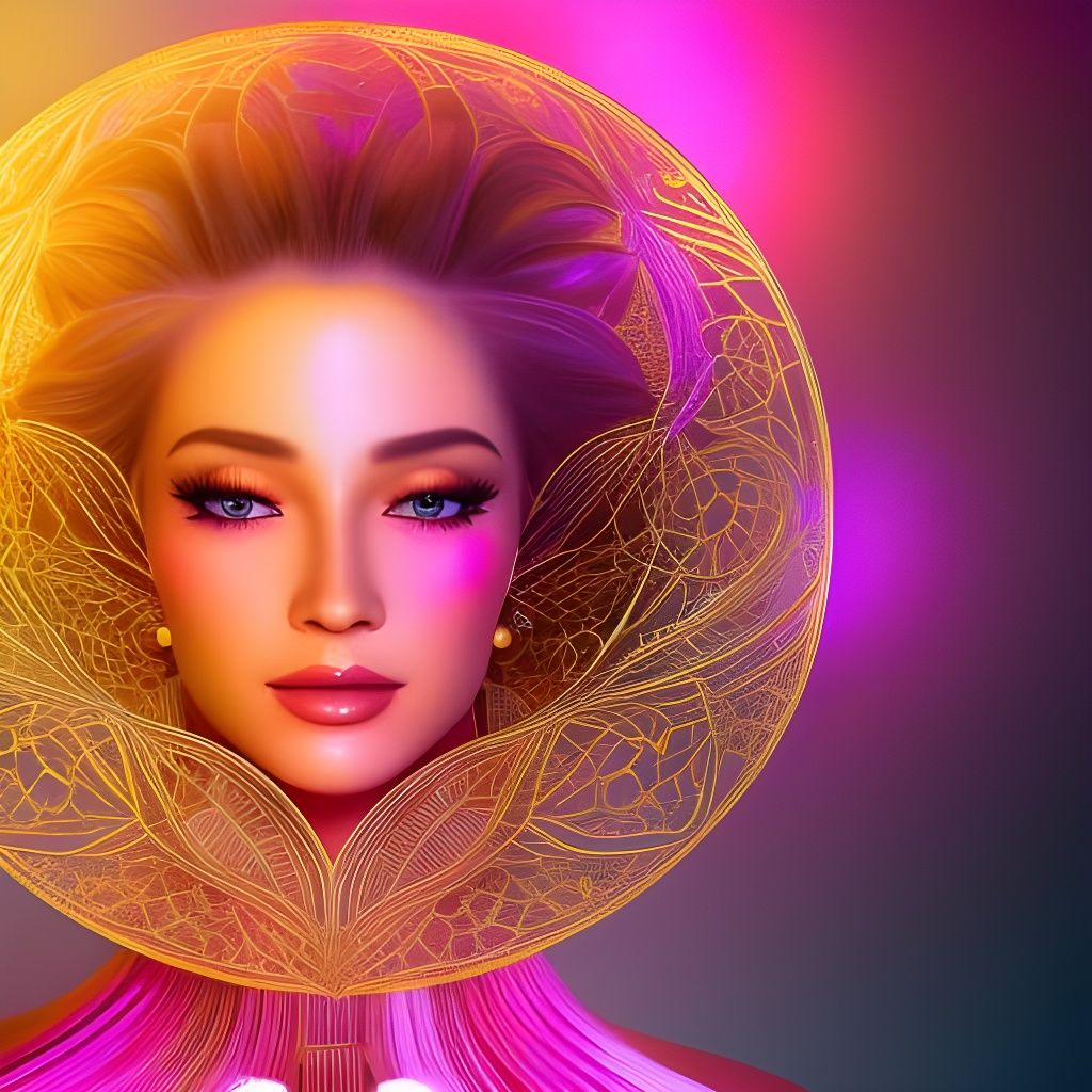 Woman in Gold and Lavender Spirograph Art